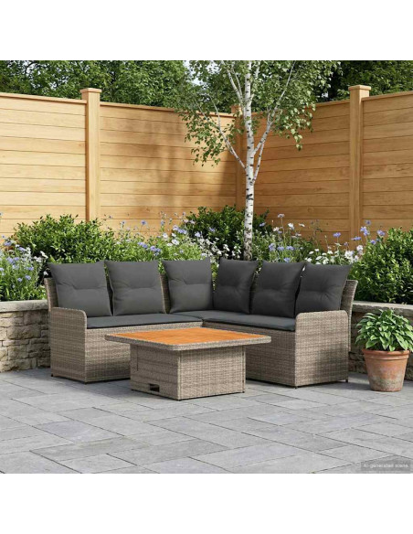 Set di Mobili 4 pcs Grigio e Grigio Scuro Rattan in PE