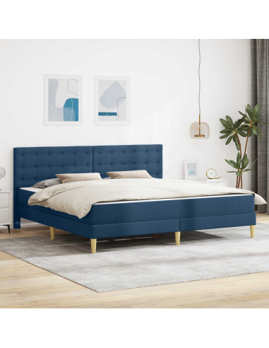 Struttura letto con materasso Blu 200 x 200 cm Tessuto