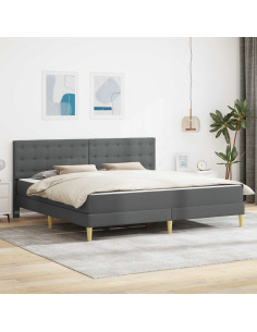Struttura letto con materasso Grigio scuro 200 x 200 cm Tessuto