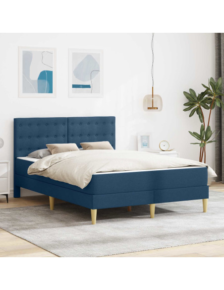 Struttura letto con materasso Blu 160 x 200 cm Tessuto