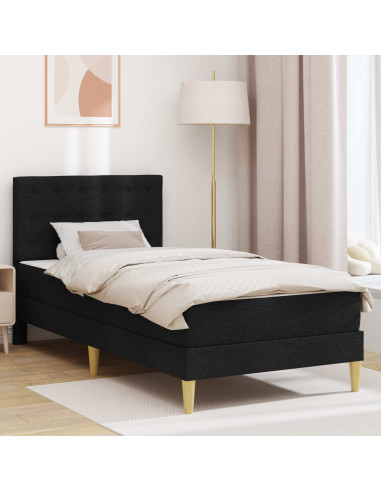Struttura letto con materasso Nero 90 x 190 cm Tessuto