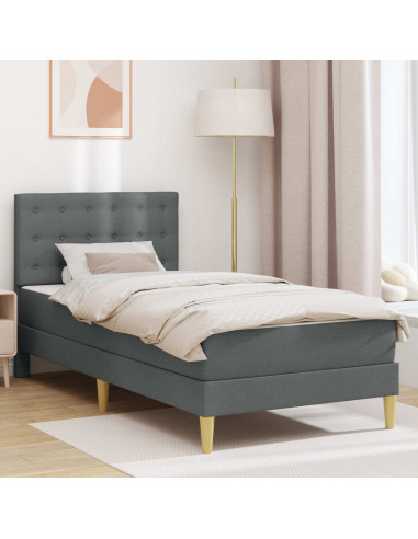 Struttura letto con materasso Grigio scuro 80 x 200 cm Tessuto