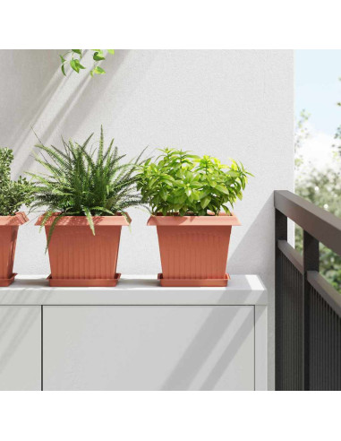 Vasi per Piante 6 pcs Rosso Mattone 23 x 23 x 17,5 cm Plastica