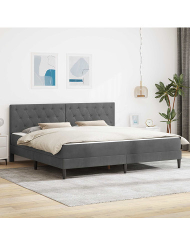 Struttura letto con materasso Grigio scuro 200 x 200 cm Velluto