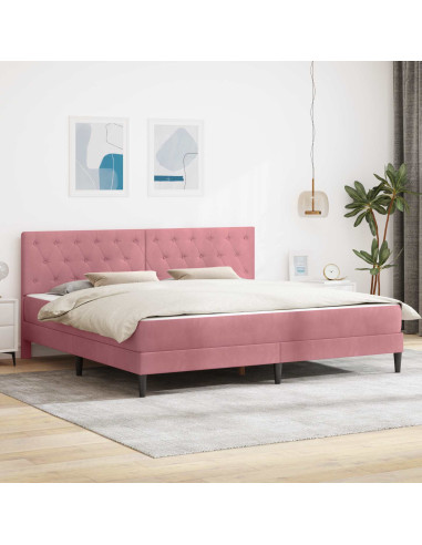 Struttura letto con materasso Rosa 180 x 200 cm Velluto