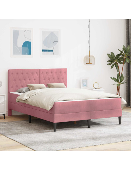 Struttura letto con materasso Rosa 140 x 200 cm Velluto
