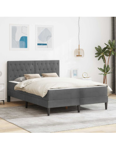 Struttura letto con materasso Grigio scuro 140 x 200 cm Velluto