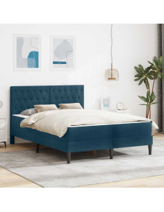 Struttura letto con materasso Blu 140 x 190 cm Velluto