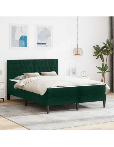 Struttura letto con materasso Verde Scuro 120 x 200 cm Velluto