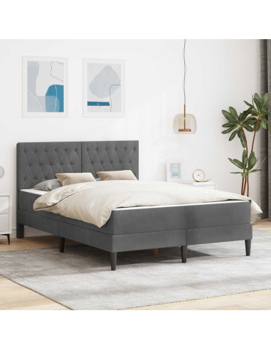 Struttura letto con materasso Grigio scuro 120 x 200 cm Velluto