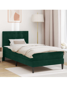 Struttura letto con materasso Verde Scuro 100 x 200 cm Velluto