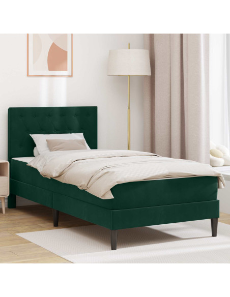 Struttura letto con materasso Verde Scuro 100 x 200 cm Velluto
