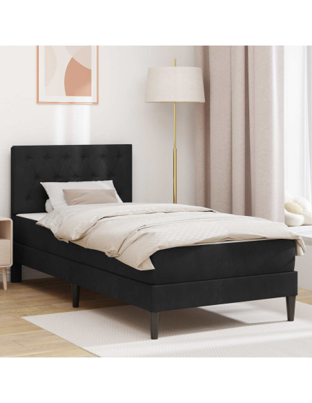 Struttura letto con materasso Nero 90 x 200 cm Velluto