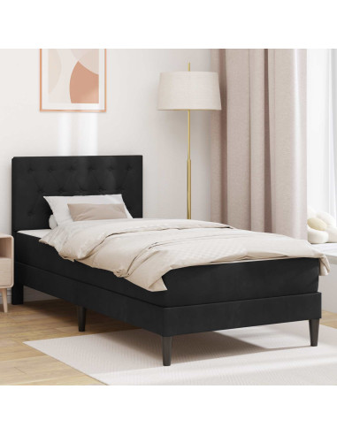 Struttura letto con materasso Nero 90 x 190 cm Velluto