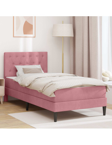Struttura letto con materasso Rosa 90 x 190 cm Velluto