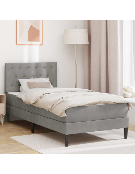 Struttura letto con materasso Grigio chiaro 90 x 190 cm Velluto