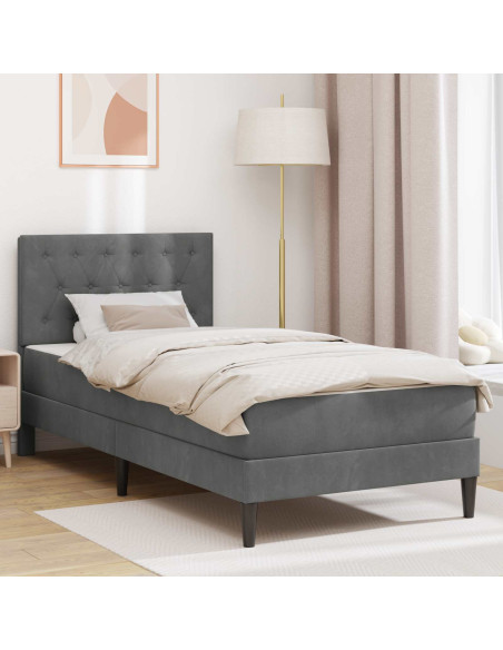 Struttura letto con materasso Grigio scuro 80 x 200 cm Velluto