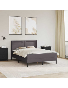 Struttura letto con materasso Grigio 140 x 200 cm Similpelle