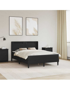 Struttura letto con materasso Nero 140 x 190 cm Similpelle
