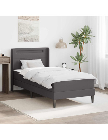 Struttura letto con materasso Grigio 100 x 200 cm Similpelle