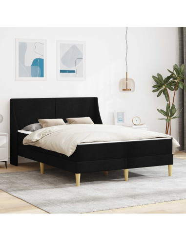 Struttura letto con materasso Nero 160 x 200 cm Poliestere
