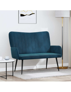 Sofa a Due Posti Blu 115 x 61 x 87 cm Velluto