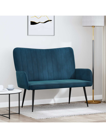 Sofa a Due Posti Blu 115 x 61 x 87 cm Velluto
