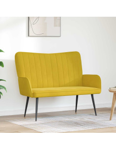 Sofa a Due Posti Giallo 115 x 61 x 87 cm Velluto