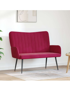 Sofa a Due Posti Rosso vino 115 x 61 x 87 cm Velluto