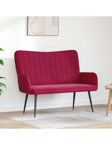 Sofa a Due Posti Rosso vino 115 x 61 x 87 cm Velluto