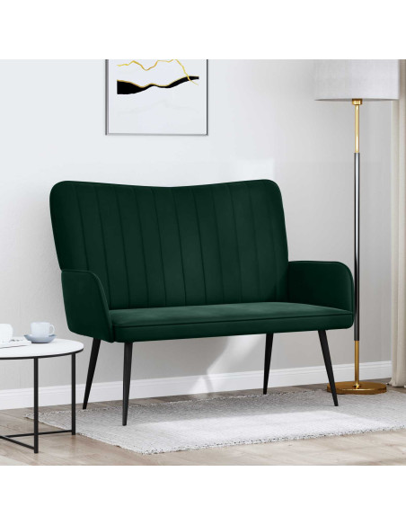 Sofa a Due Posti Verde Scuro 115 x 61 x 87 cm Velluto