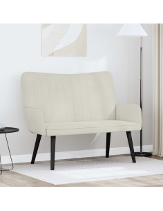 Sofa a Due Posti Crema 115 x 61 x 87 cm Velluto