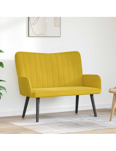 Sofa a Due Posti Giallo 115 x 61 x 87 cm Velluto