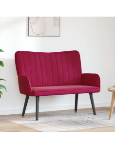 Sofa a Due Posti Rosso vino 115 x 61 x 87 cm Velluto