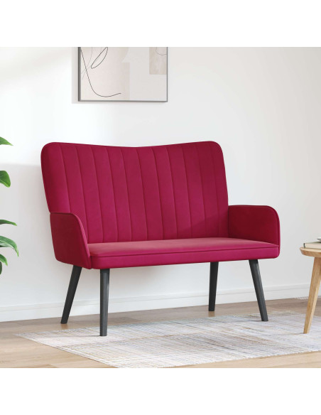 Sofa a Due Posti Rosso vino 115 x 61 x 87 cm Velluto