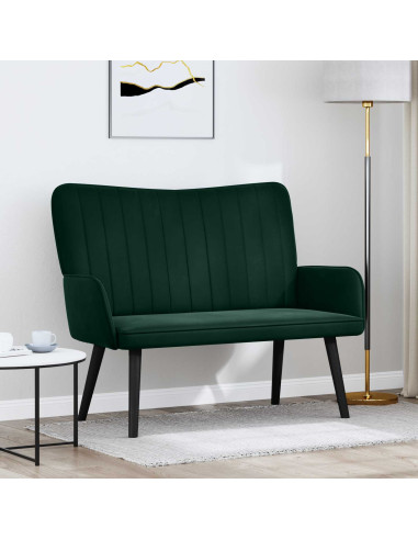 Sofa a Due Posti Verde Scuro 115 x 61 x 87 cm Velluto