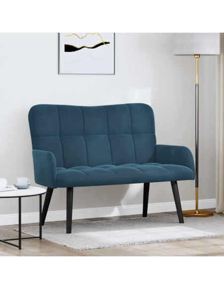 Sofa a Due Posti Blu 115 x 61 x 87 cm Velluto