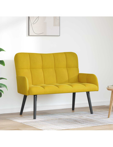 Sofa a Due Posti Giallo 115 x 61 x 87 cm Velluto