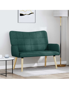 Sofa a Due Posti Verde Scuro 115 x 61 x 87 cm Tessuto