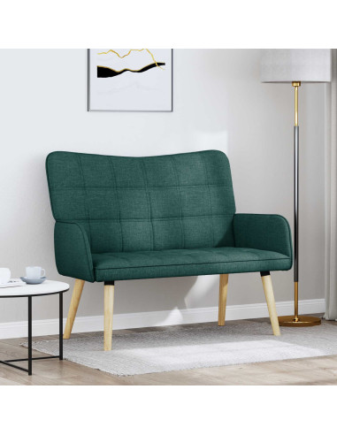 Sofa a Due Posti Verde Scuro 115 x 61 x 87 cm Tessuto