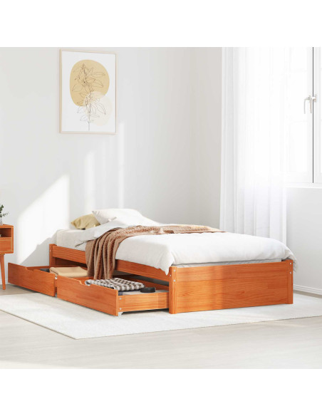 Struttura del letto Marrone cerato Legno di Pino Massello