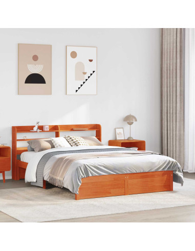 Struttura del letto Marrone cerato Legno di Pino Massello