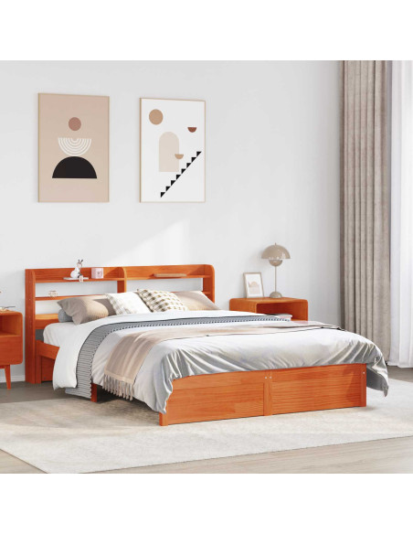 Struttura del letto Marrone cerato Legno di Pino Massello