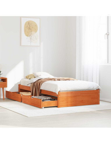 Struttura del letto Marrone cerato Legno di Pino Massello