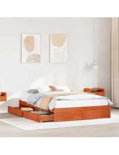 Struttura del letto Marrone cerato Legno di Pino Massello