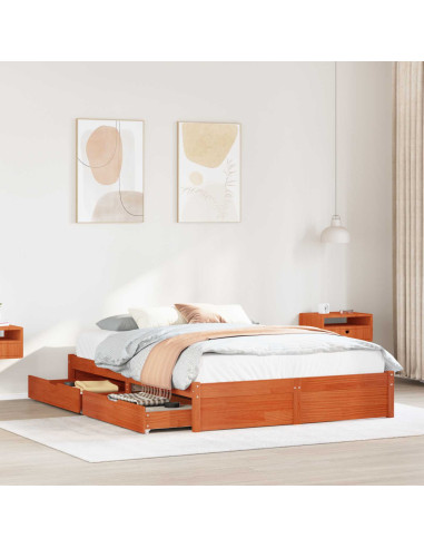 Struttura del letto Marrone cerato Legno di Pino Massello