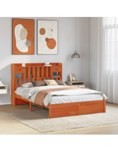 Libreria Struttura Letto con testiera Legno di Pino Massello