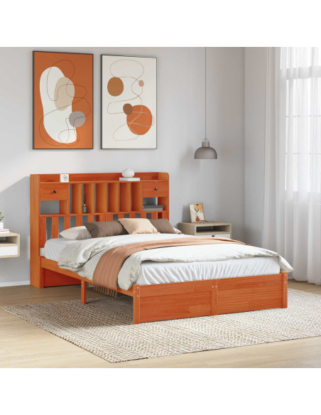 Libreria Struttura Letto con testiera Legno di Pino Massello