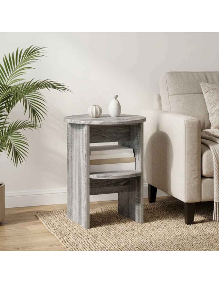 Mobile laterale Sonoma grigia Ø40 x 50 cm Legno ingegnerizzato