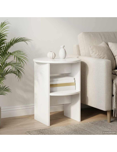 Mobile laterale 2 pcs Bianco Lucido Ø40 x 50 cm